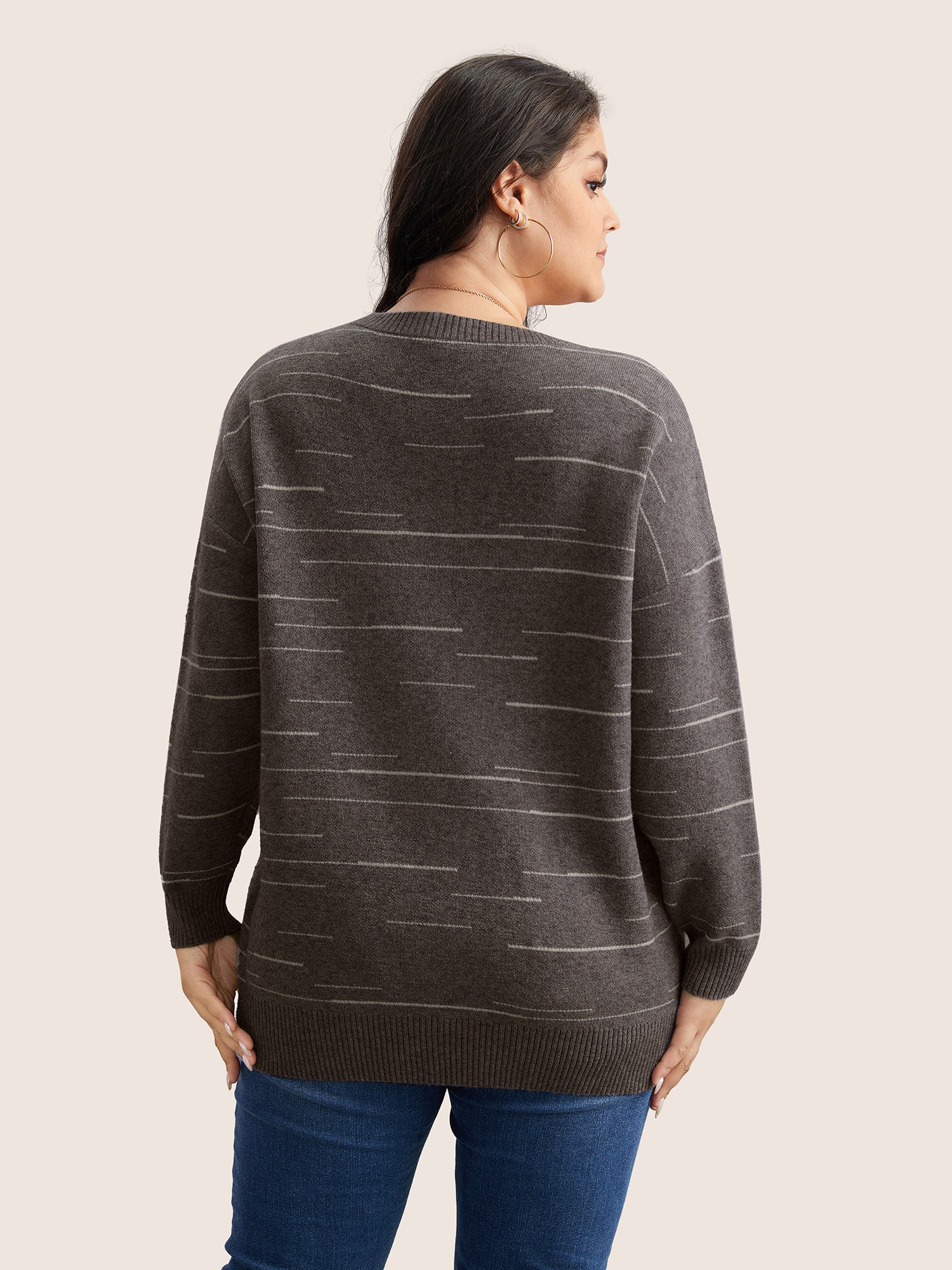 Supersoft Essentials Asymmetrical Striped Round Neck Pullover