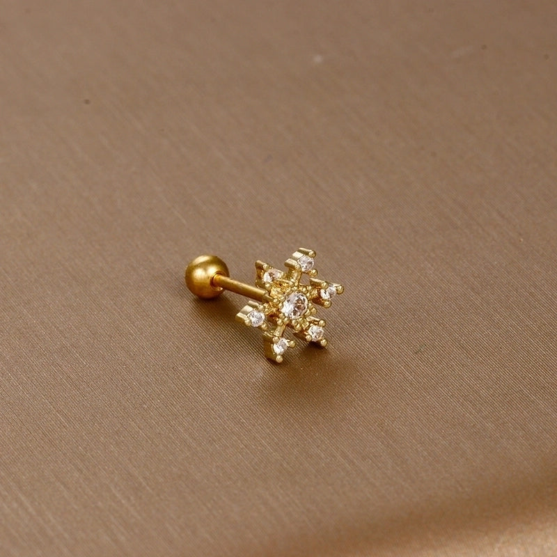 1 Piece Sweet Minimalist Flower Plating Inlay Titanium Steel Zircon Ear Studs