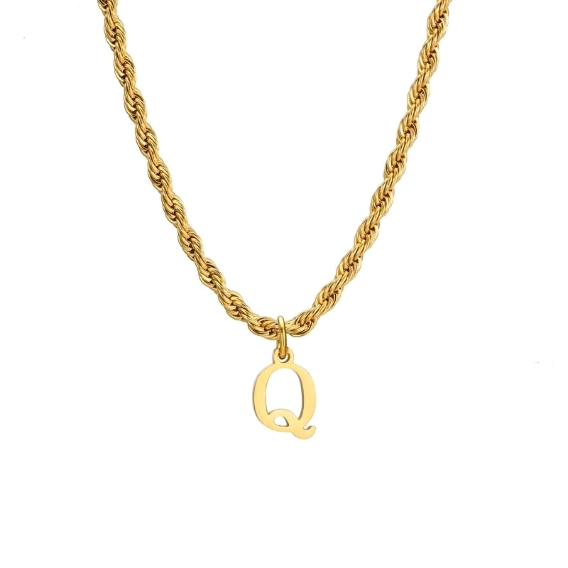 Minimalist Letter Stainless Steel Gold Plated Pendant Necklace