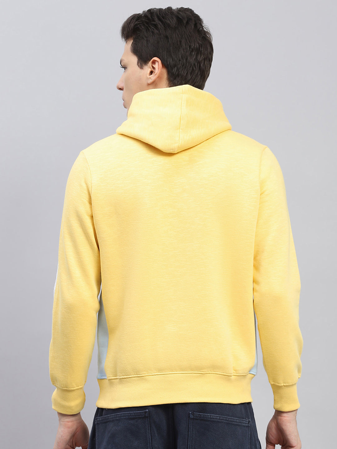 Men Yellow Printed Hooded Full Sleeve Sweatshirt