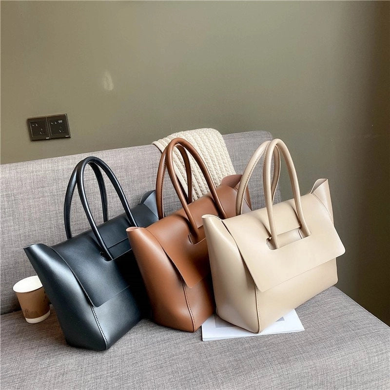 Women's Medium Pu Leather Solid Color Vintage Style Classic Style Square Flip Cover Tote Bag
