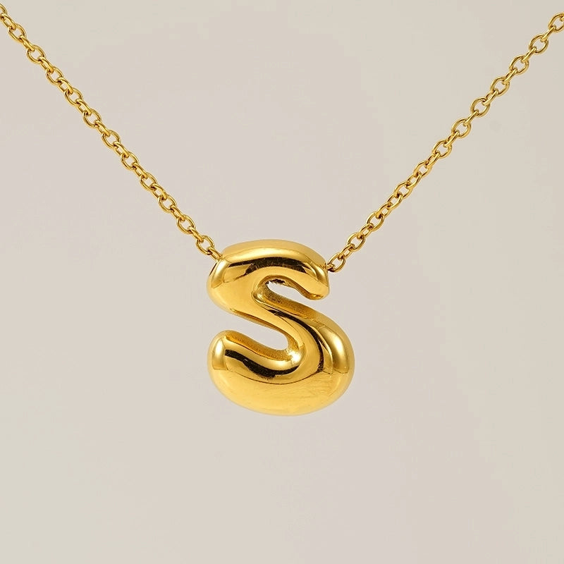 Basic Classic Style Letter 304 Stainless Steel 18K Gold Plated Plating Pendant Necklace