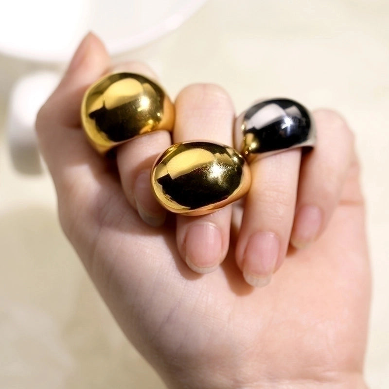 Minimalist Geometric Titanium Steel 18K Gold Plated Plating Rings