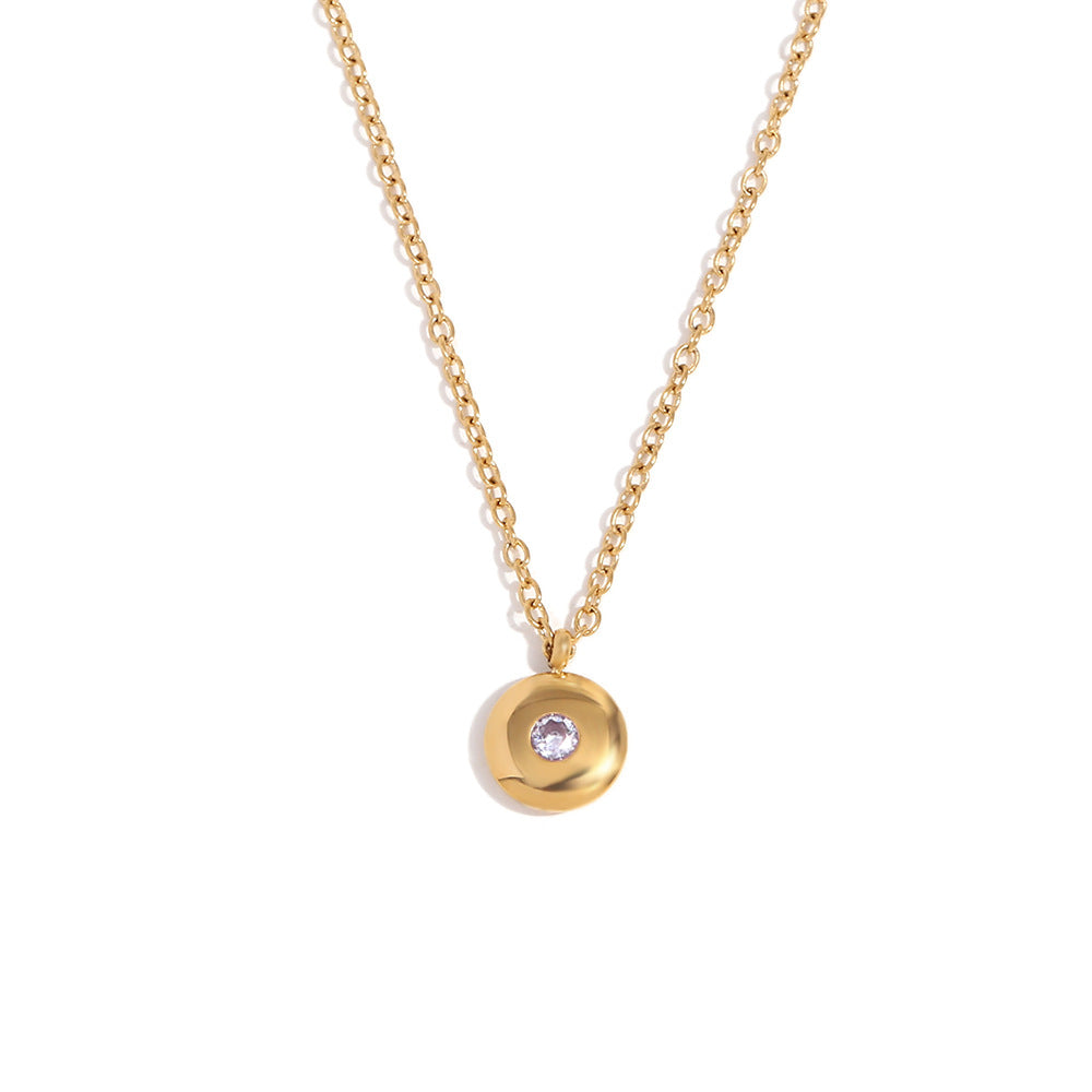 Fashion Round Geometric Stainless Steel 18K Gold Plated Necklaces