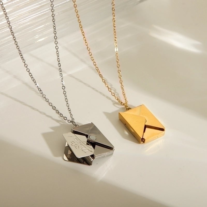 IG Style Minimalist Commute I Love You Envelope 304 Stainless Steel 18K Gold Plated Pendant Necklace