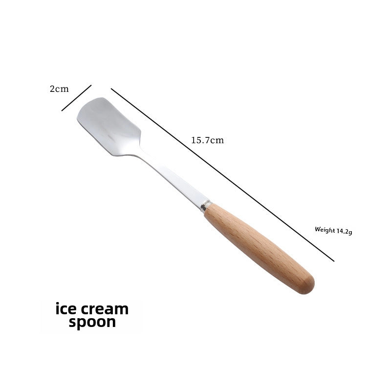 Stainless Steel Knife And Fork Spoon With Wooden Handle Western Steak Knife Solid Wood Stainless Steel Tableware Soup Spoon Fruit Dessert Fork