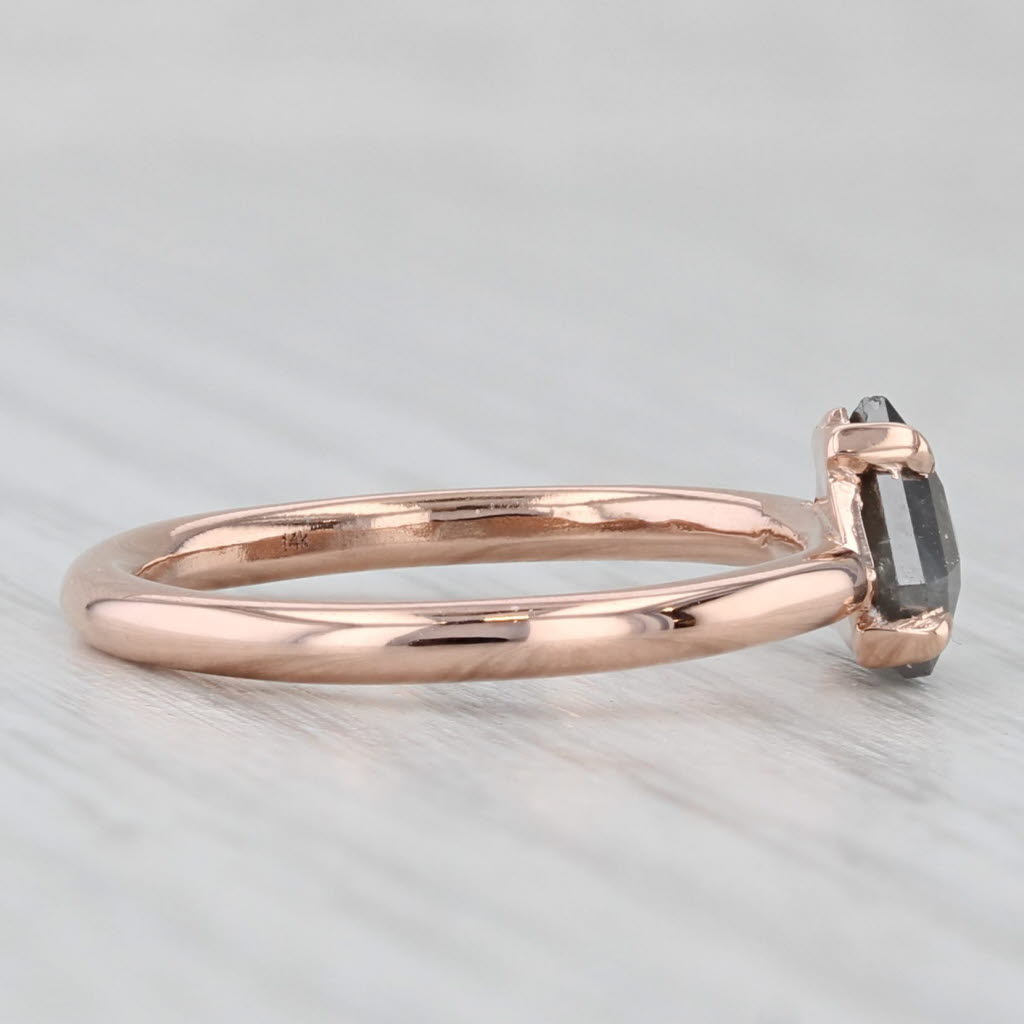 New Custom 0.98ct Galaxy Diamond Solitaire Ring 14k Rose Gold Size 6 Shield Cut
