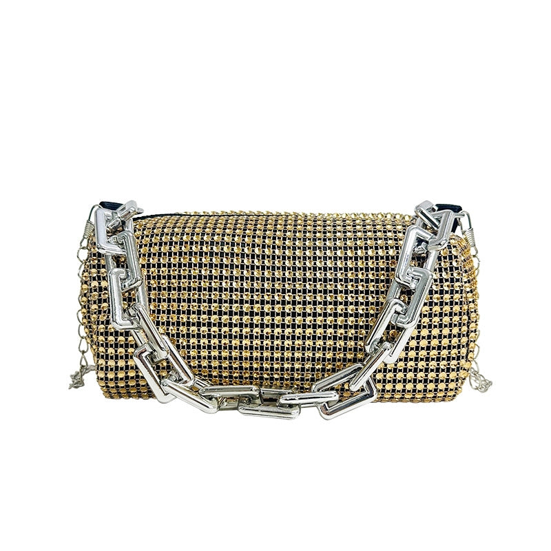 Black A Silver A Gold A Polyester Solid Color Sewing Thread Cylindrical Evening Bags