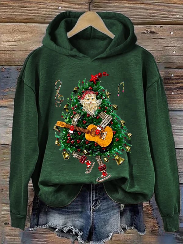 Women's Christmas Santa Art Print Casual Hoodie