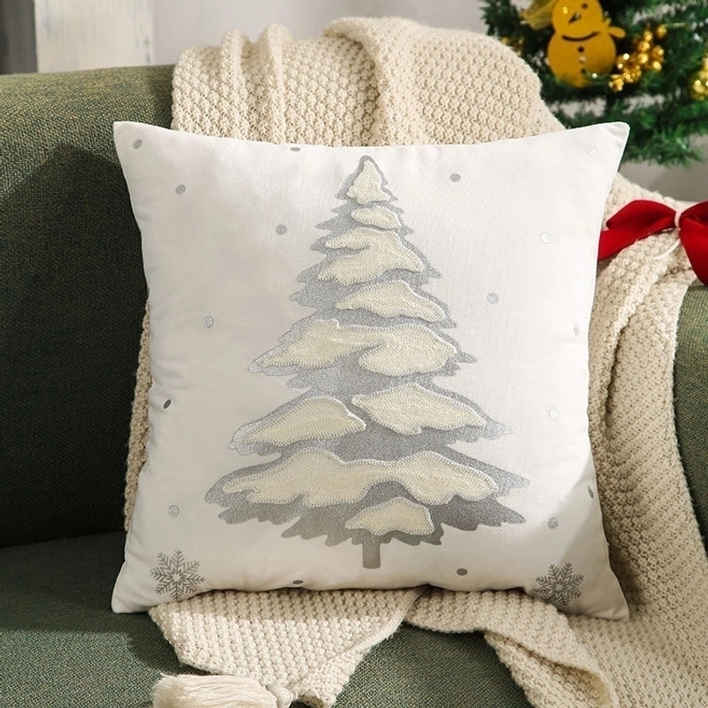 Fashion Christmas Tree Elk Short Plush Pillow Cases