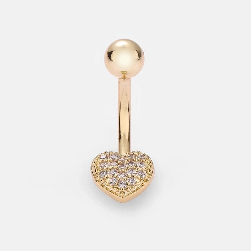 1 Piece Belly Rings Minimalist Classic Style Heart Shape Cat 316L Stainless Steel  Plating Inlay Zircon 14K Gold Plated Belly Rings
