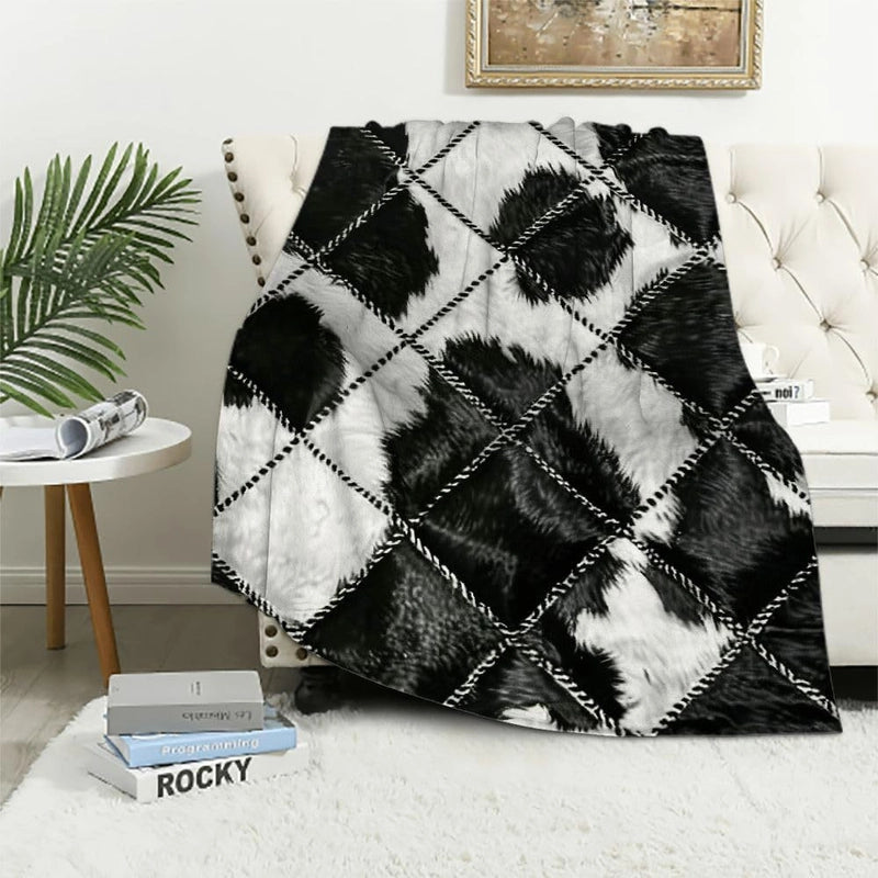 Casual Cow Pattern Color Block Polyester Blanket Couch & Sofa Decor