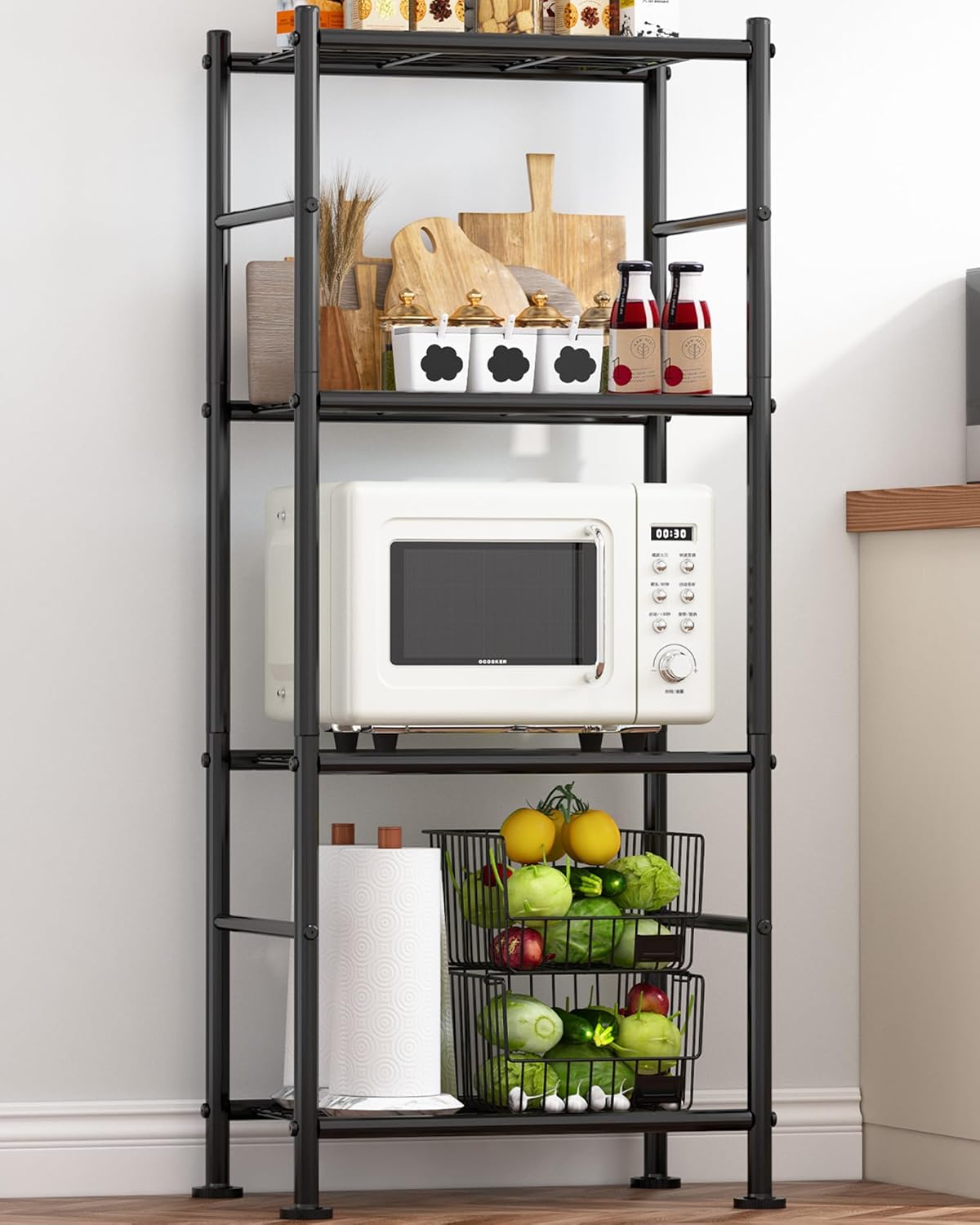 Storage Shelves - 5 Tier Shelf Organizer, Heavy Duty Garage Shelving Unit with Leveling Feet, Stable Metal Shelves Organizer for Pantry, Kitchen and Closet, 33.0