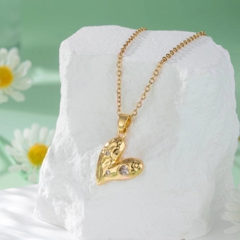 Stainless Steel Titanium Steel 18K Gold Plated Elegant Plating Inlay Maple Leaf Eye Butterfly Zircon Pendant Necklace