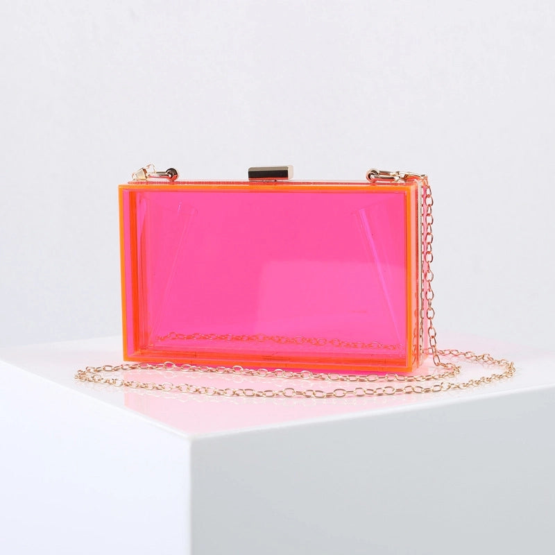 White Black Transparent Arylic Solid Color Square Evening Bags