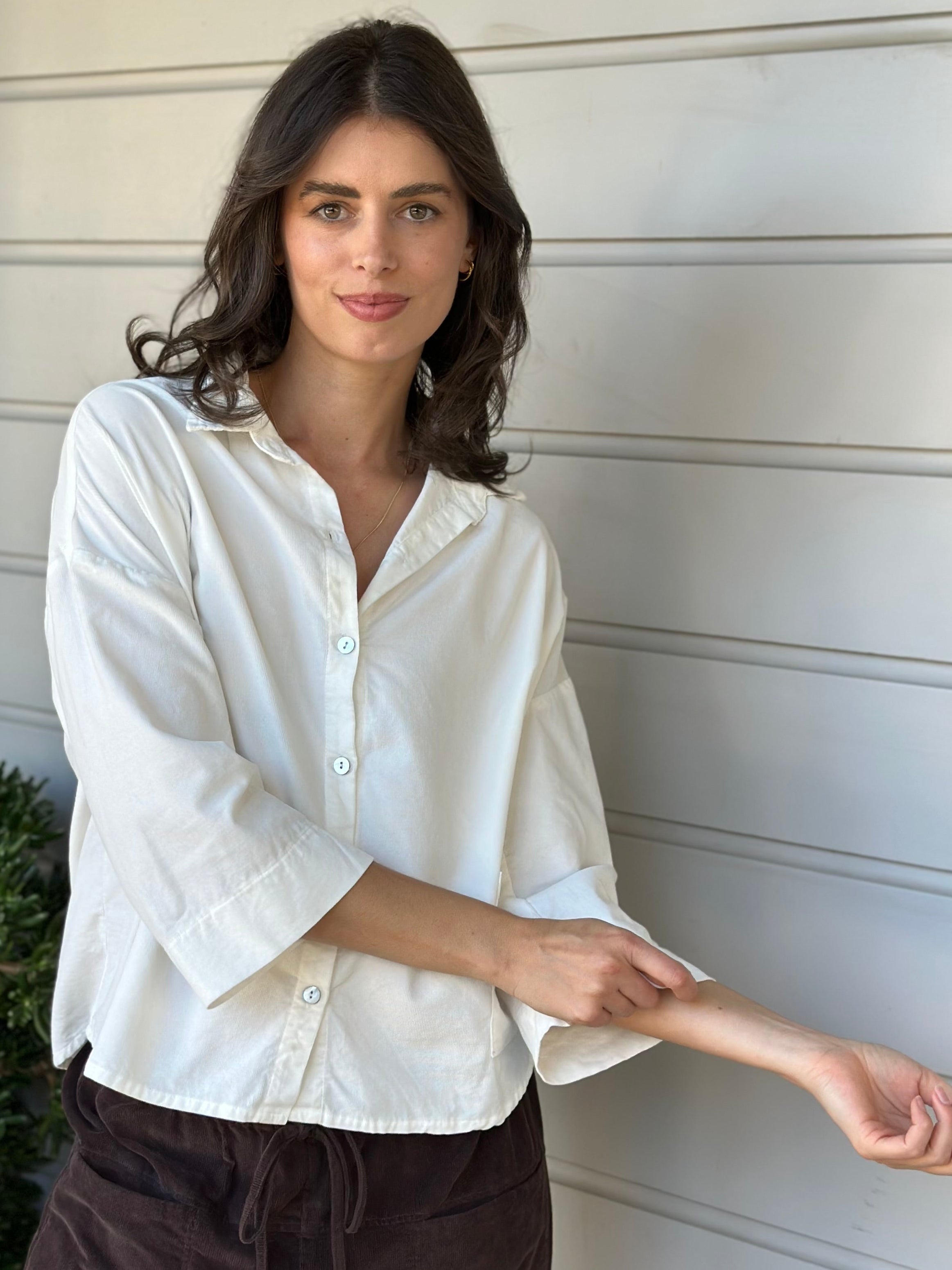 deanna shirt - winter white cord