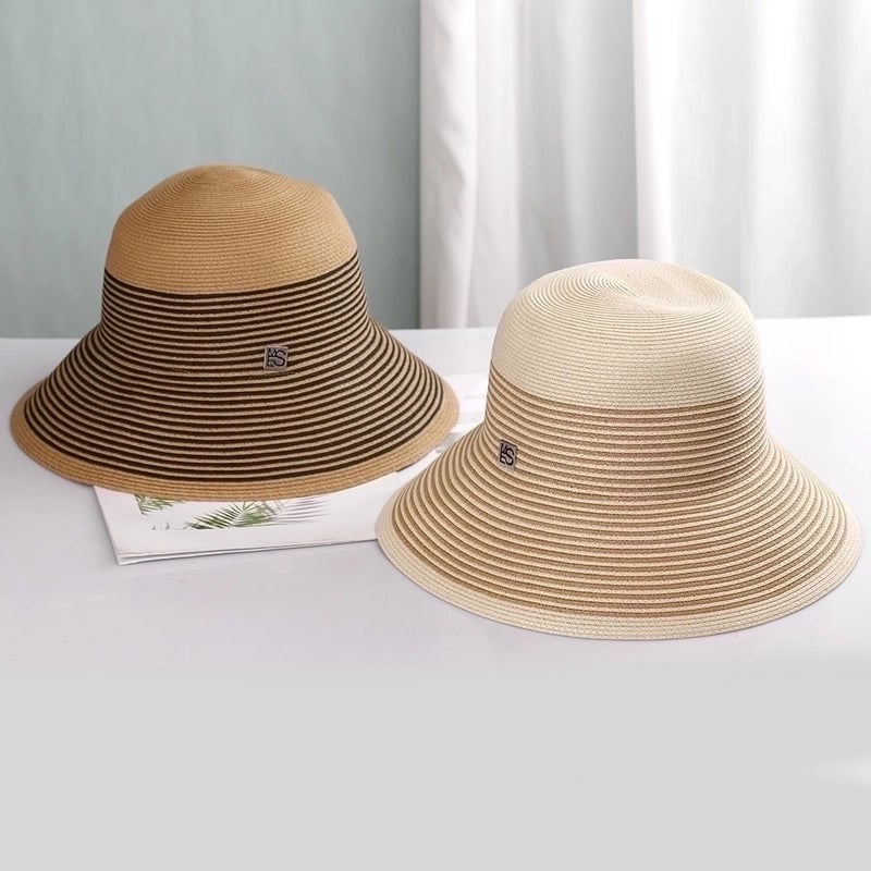 Women's Vacation Stripe Big Eaves Straw Hat