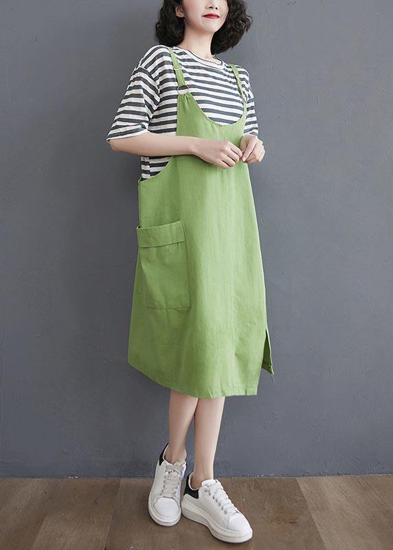 Two piece 2021 summer new strap skirt + striped T-shirt