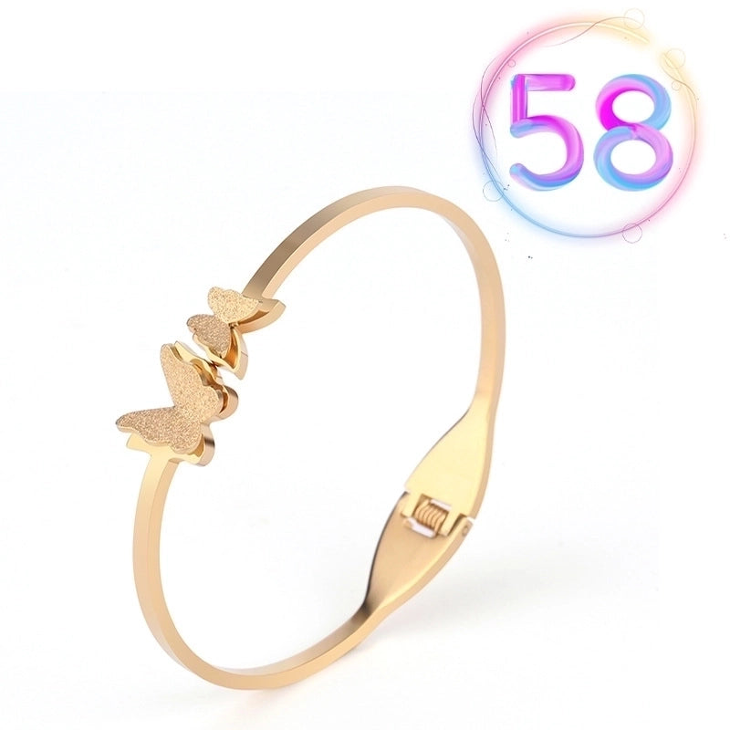 2 Pieces Fashion Geometric Stainless Steel Plating Zircon Bangle