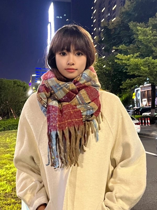 Unisex Sweet Stripe Polyester Knitting Scarf