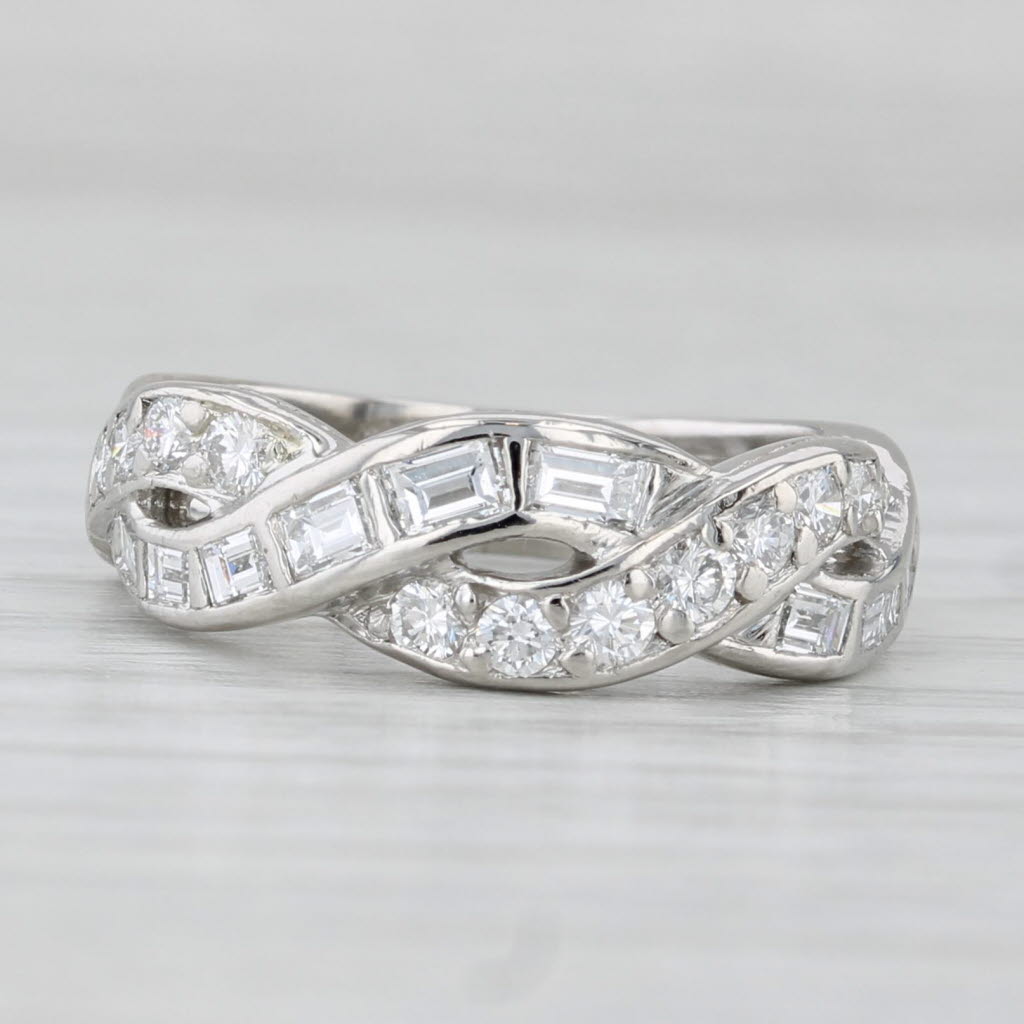 Tiffany & Co 0.79ctw Woven Diamond Ring Platinum Sz 5.5 Wedding Anniversary Band