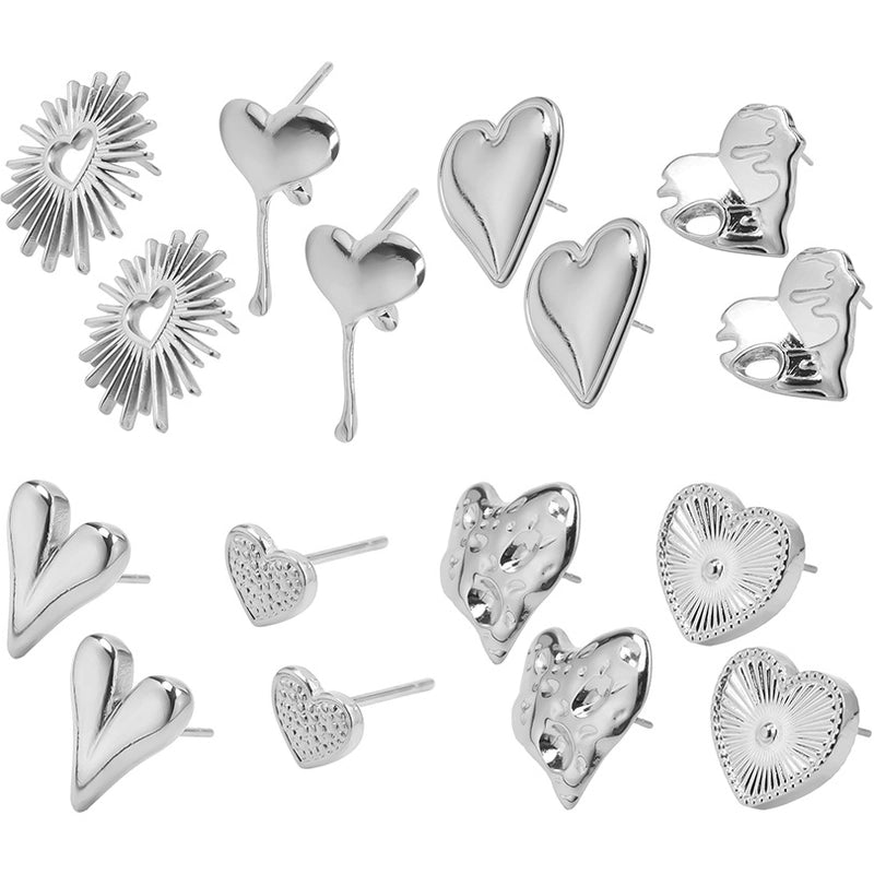 1 Pair Minimalist Heart Shape Plating 304 Stainless Steel Ear Studs