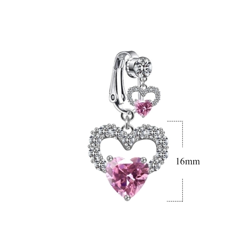 Cute Wedding Bridal Star Heart Shape Stainless Steel Alloy Copper Plating Inlay Artificial Crystal Agate Zircon 14k Gold Plated Silver Plated Belly Ring