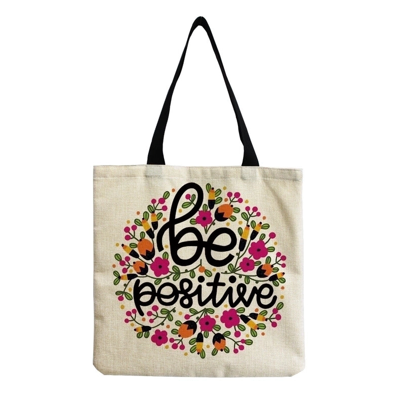 Women's Minimalist Letter Cotton And Linen Shopping Bags