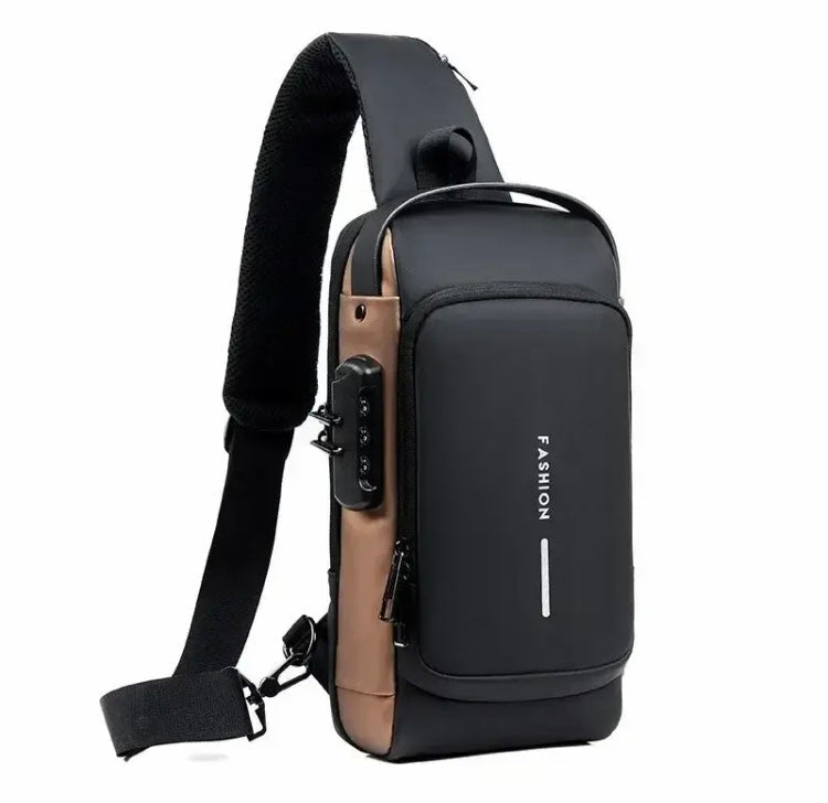 Anti Theft Chest Bag. USB Charging Crossbody Bag