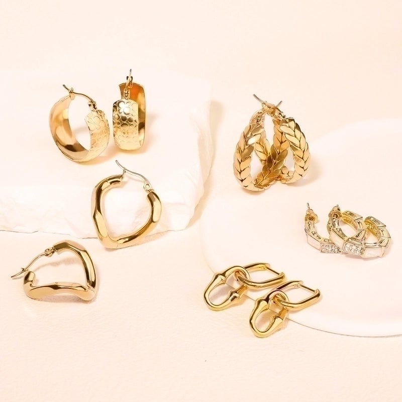 INS Style Geometric Polishing Plating Stainless Steel Gold Plated Earrings