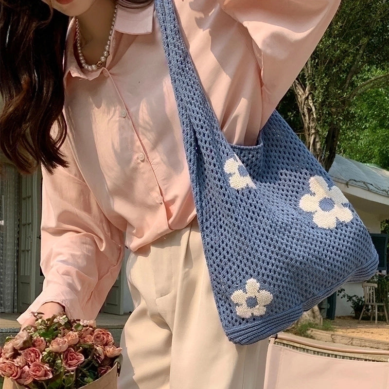 Women's Medium Polyester Flower Cute Square Open Handbag