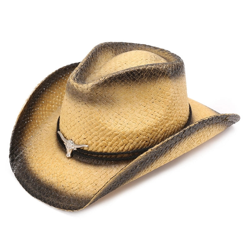 Western Cowboy Hat Rider Hat Sunshade Sun Protection Retro Style Straw Hat Spring And Summer New