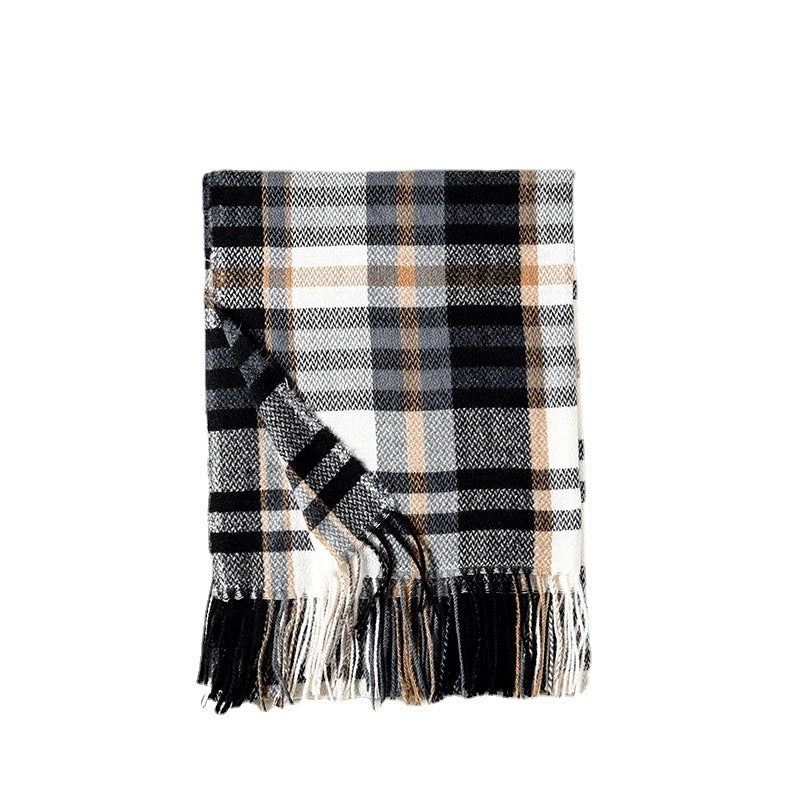 Unisex Lady Lattice Imitation Cashmere Scarf