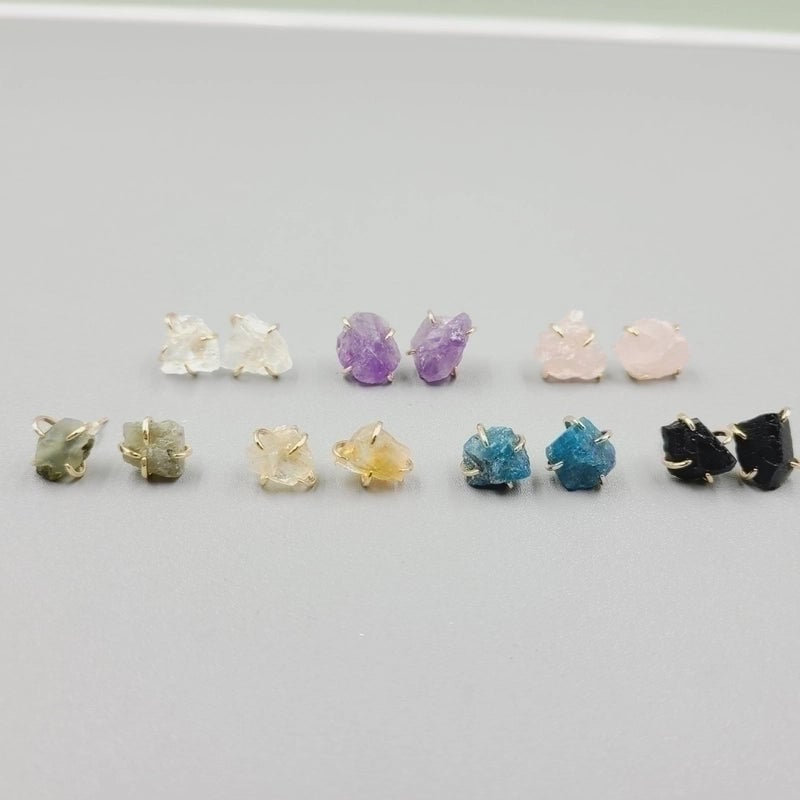 2 Pieces Minimalist Geometric Plating Crystal Ear Studs