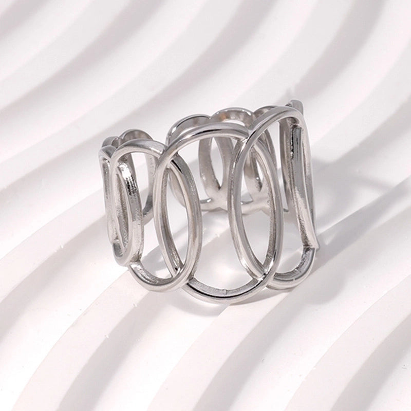 304 Stainless Steel 18K Gold Plated Elegant Retro Plating Geometric Leaf Heart Shape Open Rings