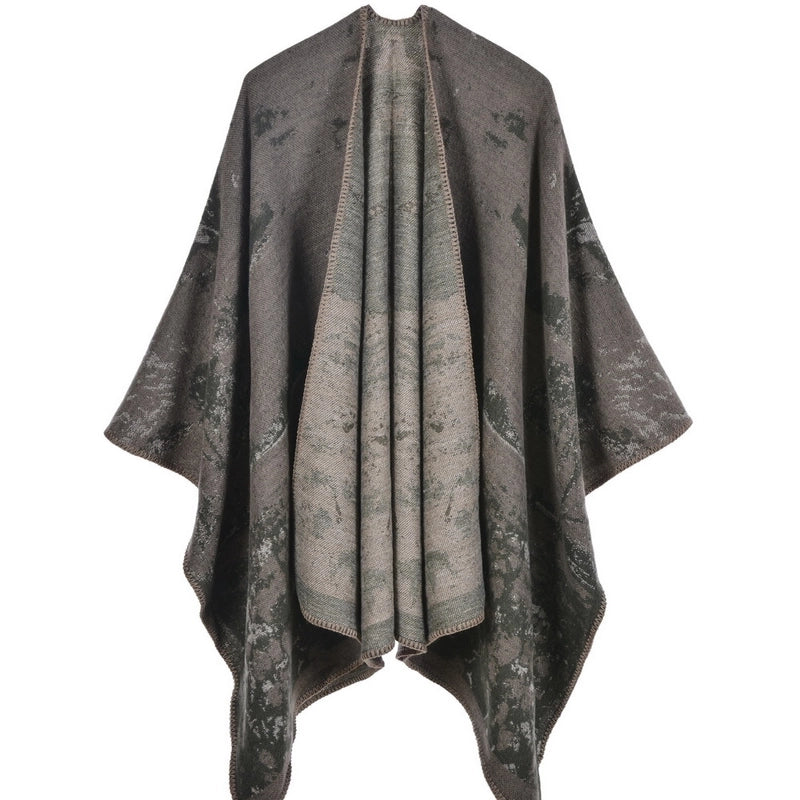 Women's Scarf Shawl Creative New Fashion Cashmere Jacquard Split Thickened Large Cloak Air Conditioning Warm Shawl