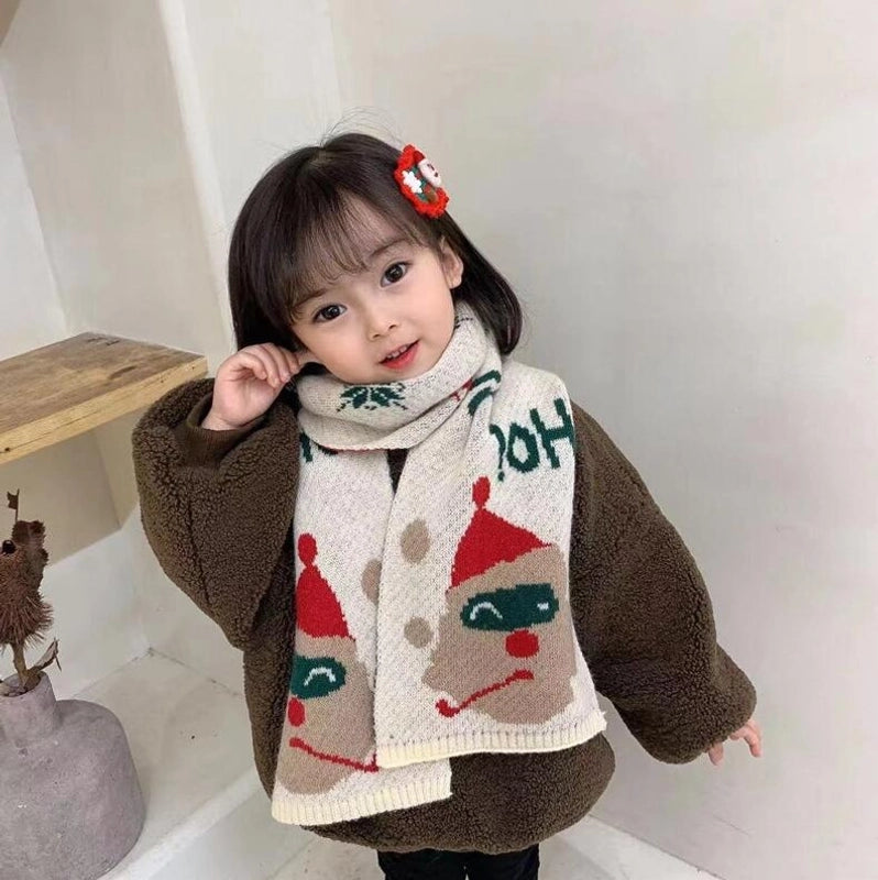 Winter New Wool Children's Christmas Scarf Christmas Fawn Men's And Women's Knitted Scarf Christmas Tree Snowflake Scarf