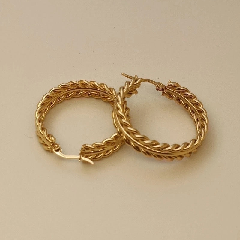1 Pair Vintage Style Geometric Solid Color Plating Stainless Steel 18k Gold Plated Hoop Earrings