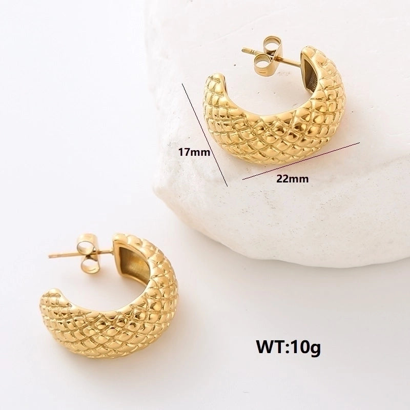 1 Pair Minimalist Commute Solid Color Plating 304 Stainless Steel 18K Gold Plated Ear Studs