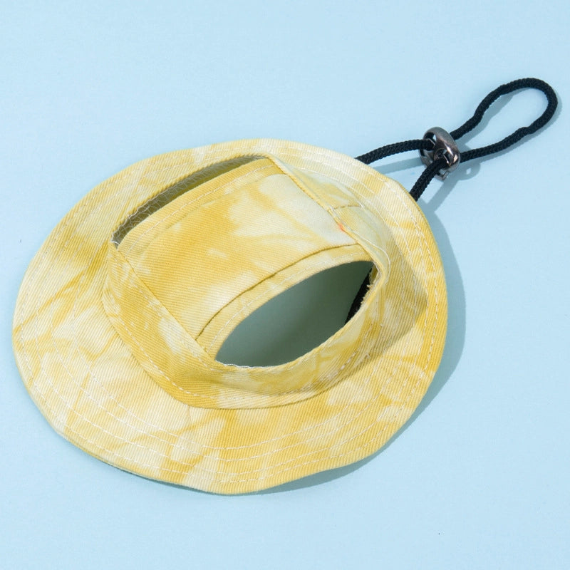 Dog Cat Sunshade Hat Exposed Ears Adjustable Rope Buckle Fisherman Hat Pet Supplies
