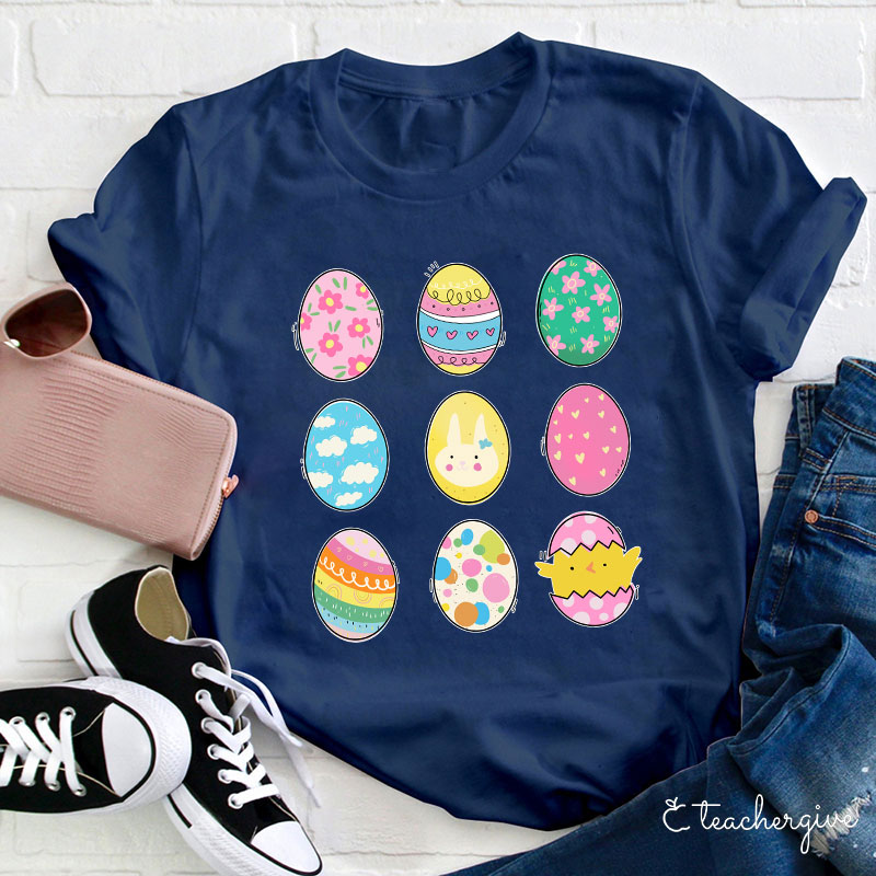 Rich Pattern Eggs Teacher T-Shirt