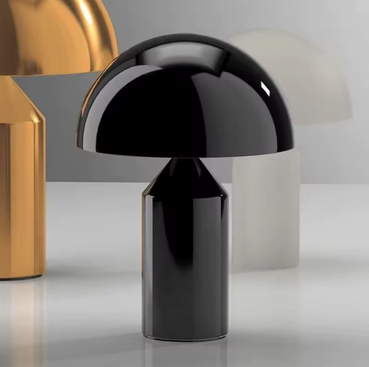 Modern Gold Metal Table Lamp with Geometric Dome Shade