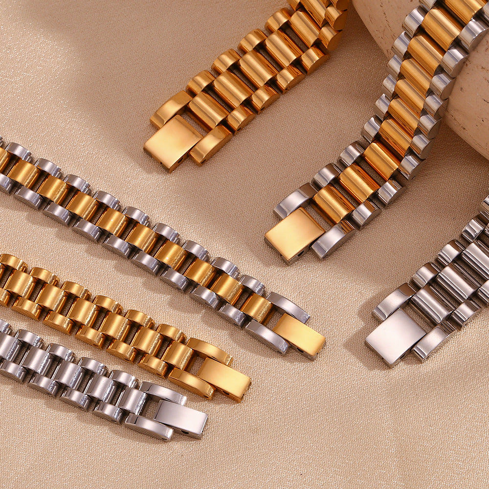 Minimalist Women Circle Geometric Stainless Steel 18K Gold Plated Bracelets
