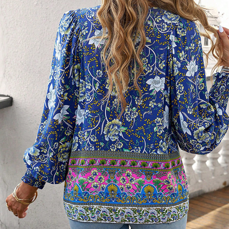 💖Hot Sales-49% OFF✨Women's Fashion Printed v-Neck Long Sleeve Shirt