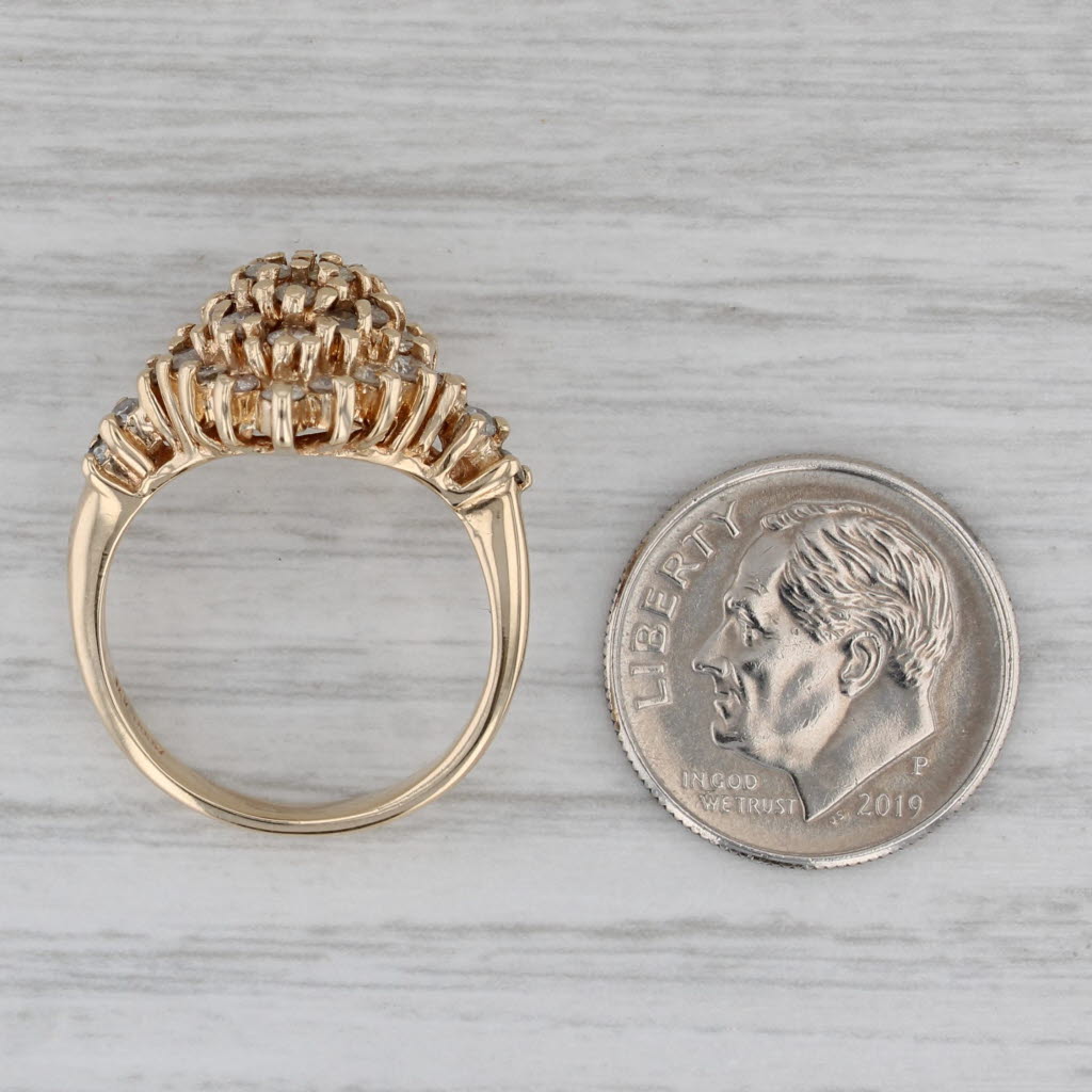 0.70ctw Diamond Cluster Ring 10k Yellow Gold Size 6