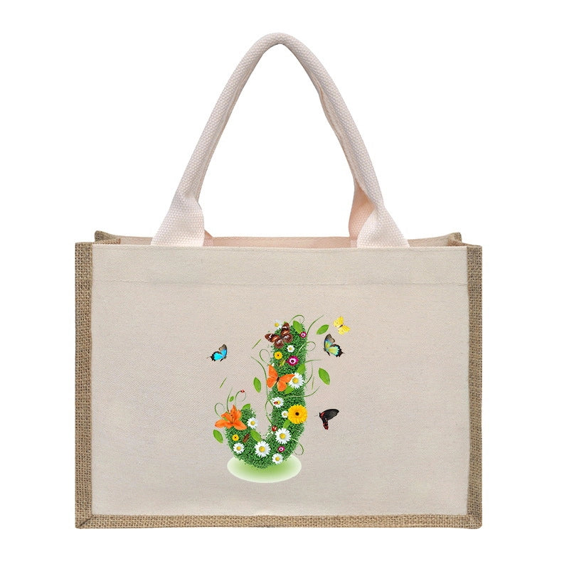 Women's Medium Canvas Letter Basic Classic Style Open Shopping Bags