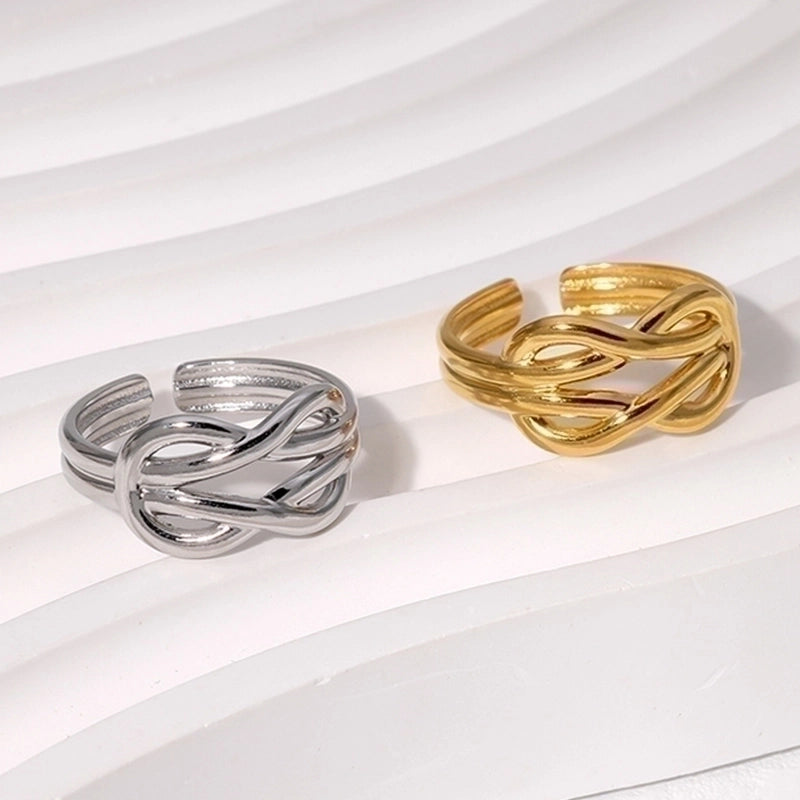 Fashion Geometric Solid Color 304 Stainless Steel 18K Gold Plated Plating Open Ring