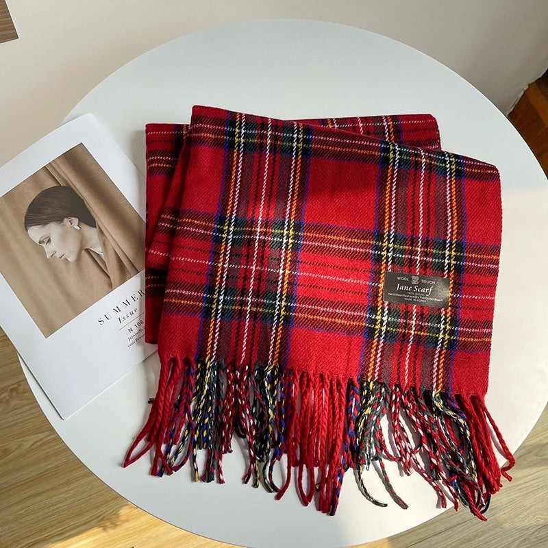Women's Sweet Plaid Imitation Cashmere Scarf