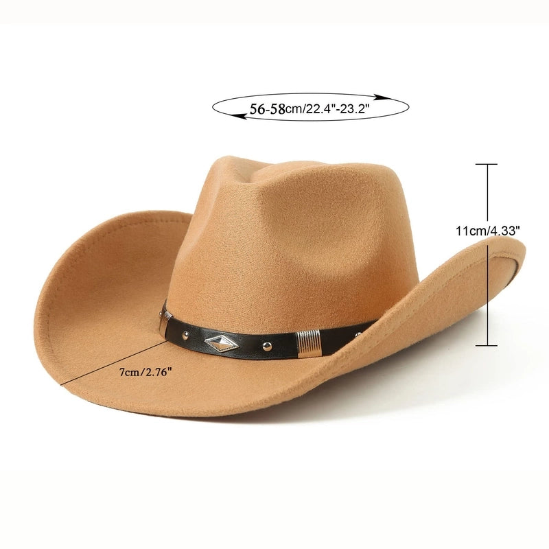 Style Curling Western Cowboy Hat Female British Versatile Solid Color Jazz Hat Autumn And Winter Warm Windproof Bowler Hat Male
