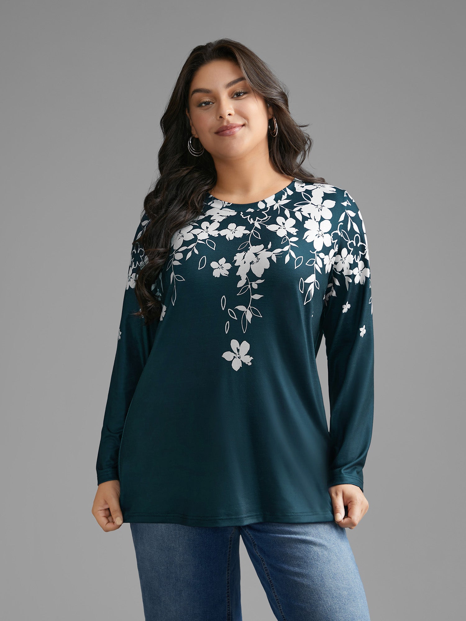 Round Neck Boho Print T-Shirt